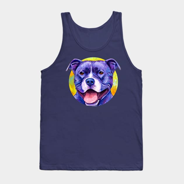 Peppy Purple Pitbull Terrier Dog Tank Top by rebeccawangart